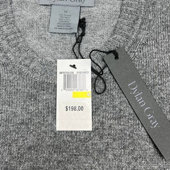 New Dylan Gray Men US M Crewneck Sweater Long Sleeve Wool Cashmere Pullover  - Picture 7 of 11